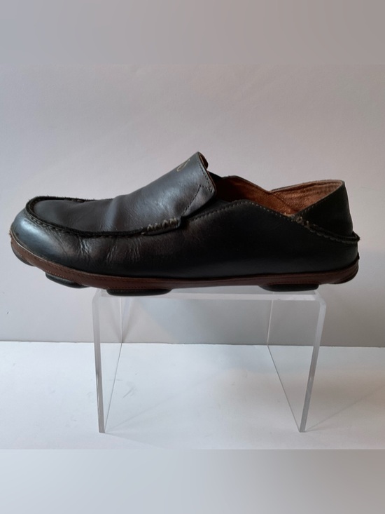 Olukai Moloa Black w/Brown Sole Loafer Slipper Driving Moc Leather Men’s 13 main image 6